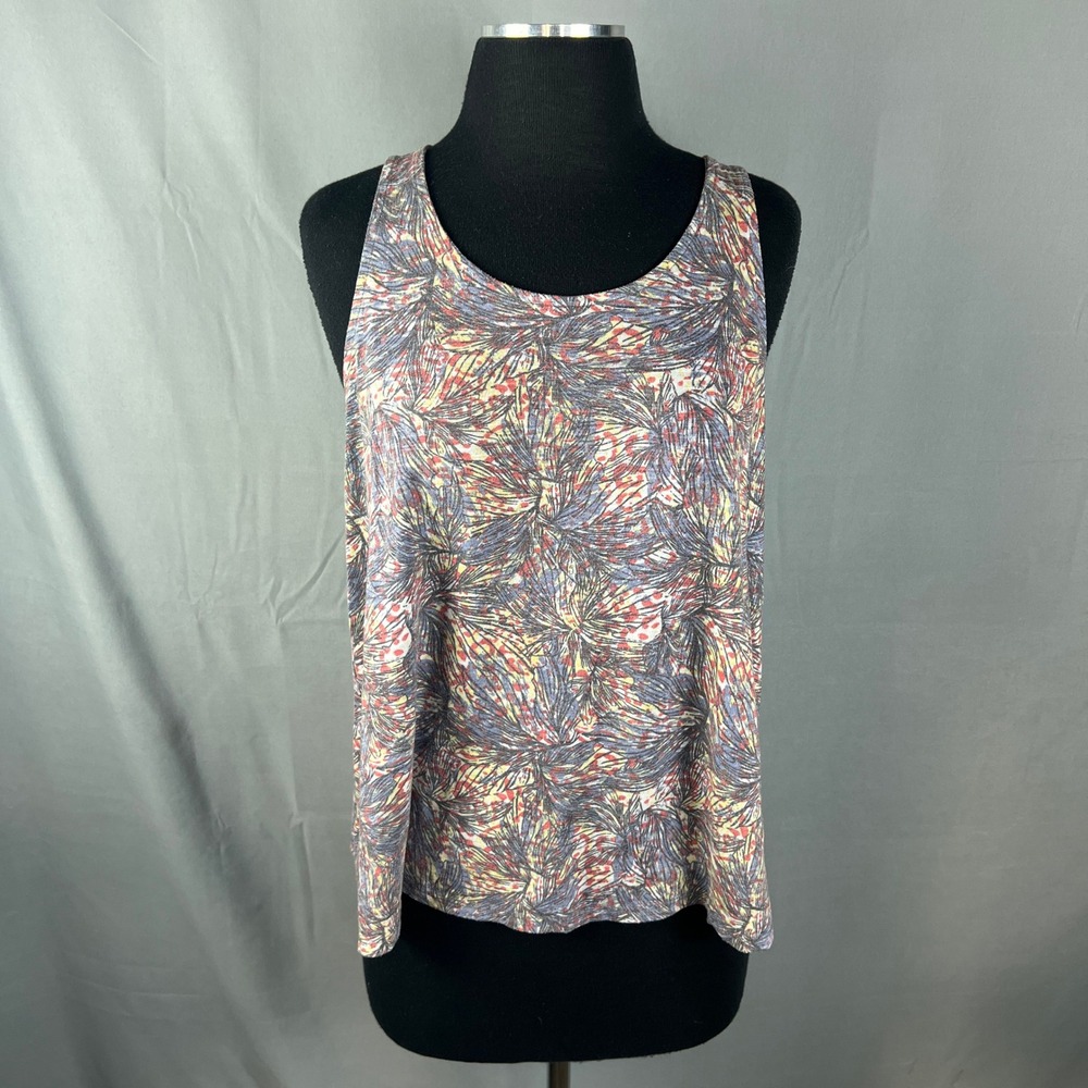 Peace & Pearls Tank Top Womens Large Multicolor Abstract Keyhole Back Wide Strap